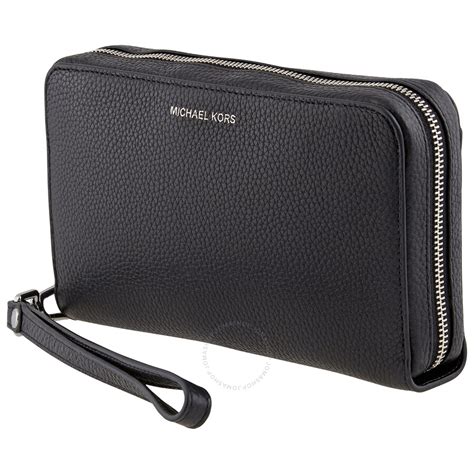 michael kors black leather zip wallet|Michael Kors women wallet black.